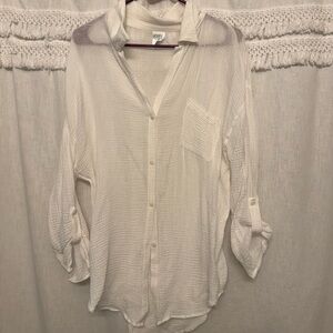 Kona Sol Cream Sheer Blouse